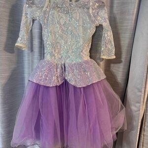 Weissman Shimmering Lavender and White Dance Costume